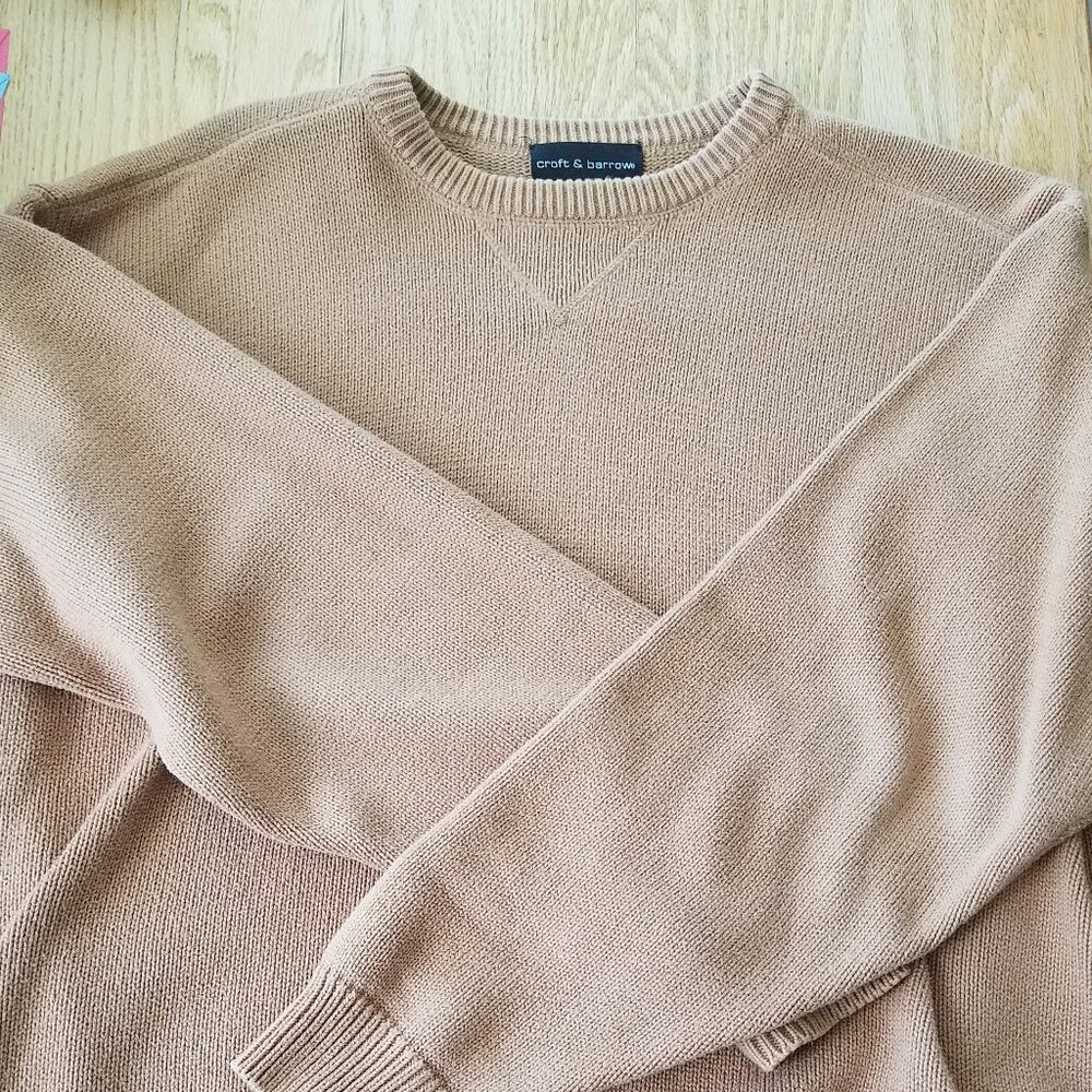 Croft & Barrow Sweater Men's Cotton Knit Crew Neck Long Sleeve ~ XLT